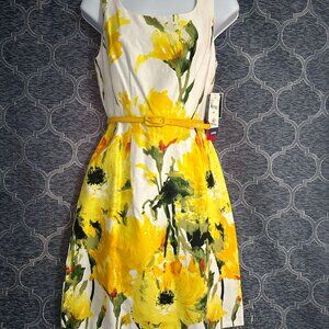 R and K NWT women's 4p sleeveless zips in back belted midi dress